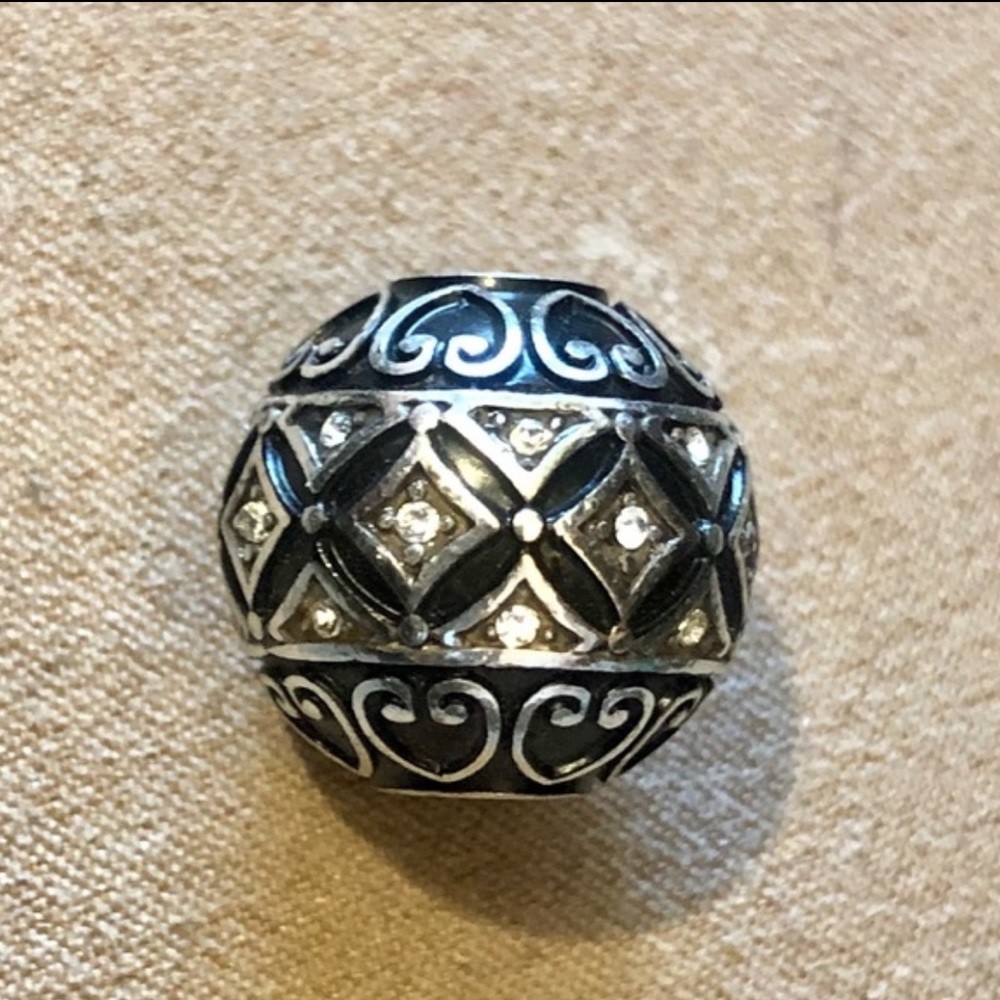 Brighton Calypso Super Bead BIG with black enamel & silver design Retired